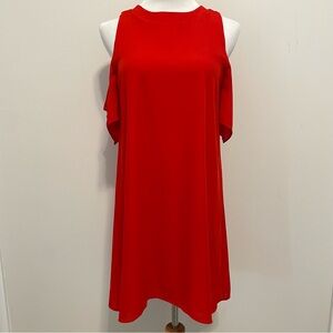 Everly Cold Shoulder Flutter A-Line Keyhole Back Women’s Red Dress Size Small